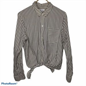 Madewell Cream & Gray Button Down Shirt